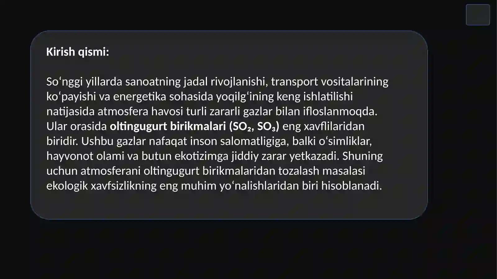 No’monov Jasurbekning Ekalogiyafanidan taqdimot loyihasi 3