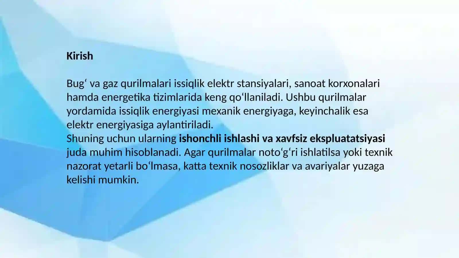 Bugʻva gaz qurilmalari fanidan taqdimot loyihasi 3