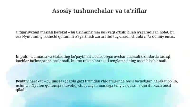 Ozgaruvchan massali harakat 3