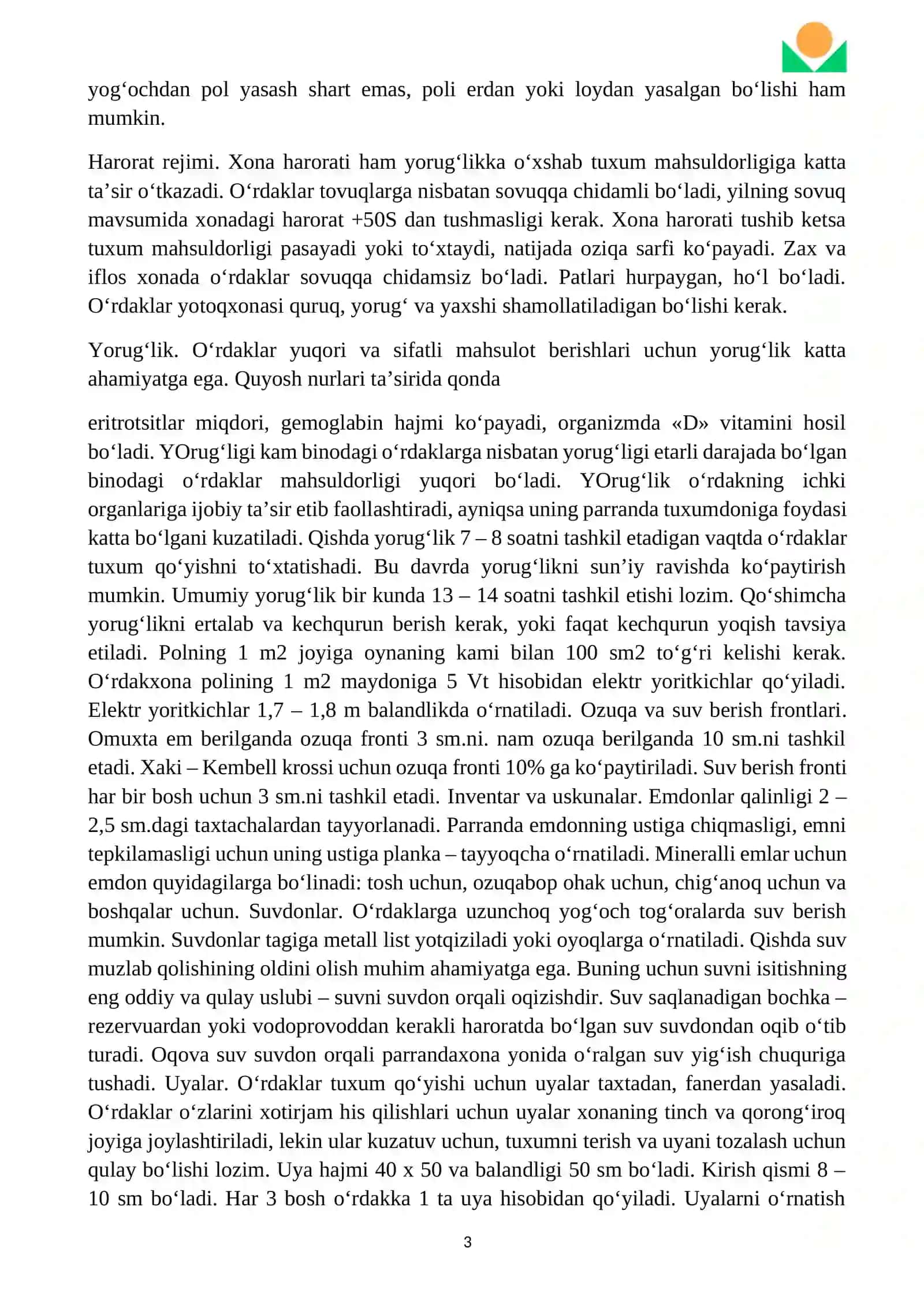 Tuxum va go’sht yo’nalishidagi parrandalarni oziqlantirish va omixta yim retseptini tuzish 3