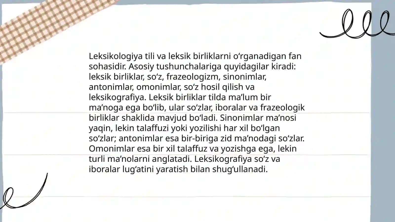 Tilning sathlari: Tilning leksik grammatik sathlari 3