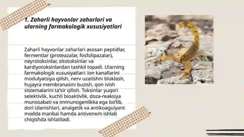 Zaharli hayvonlarning tibbiyotdagi ahamiyati 3