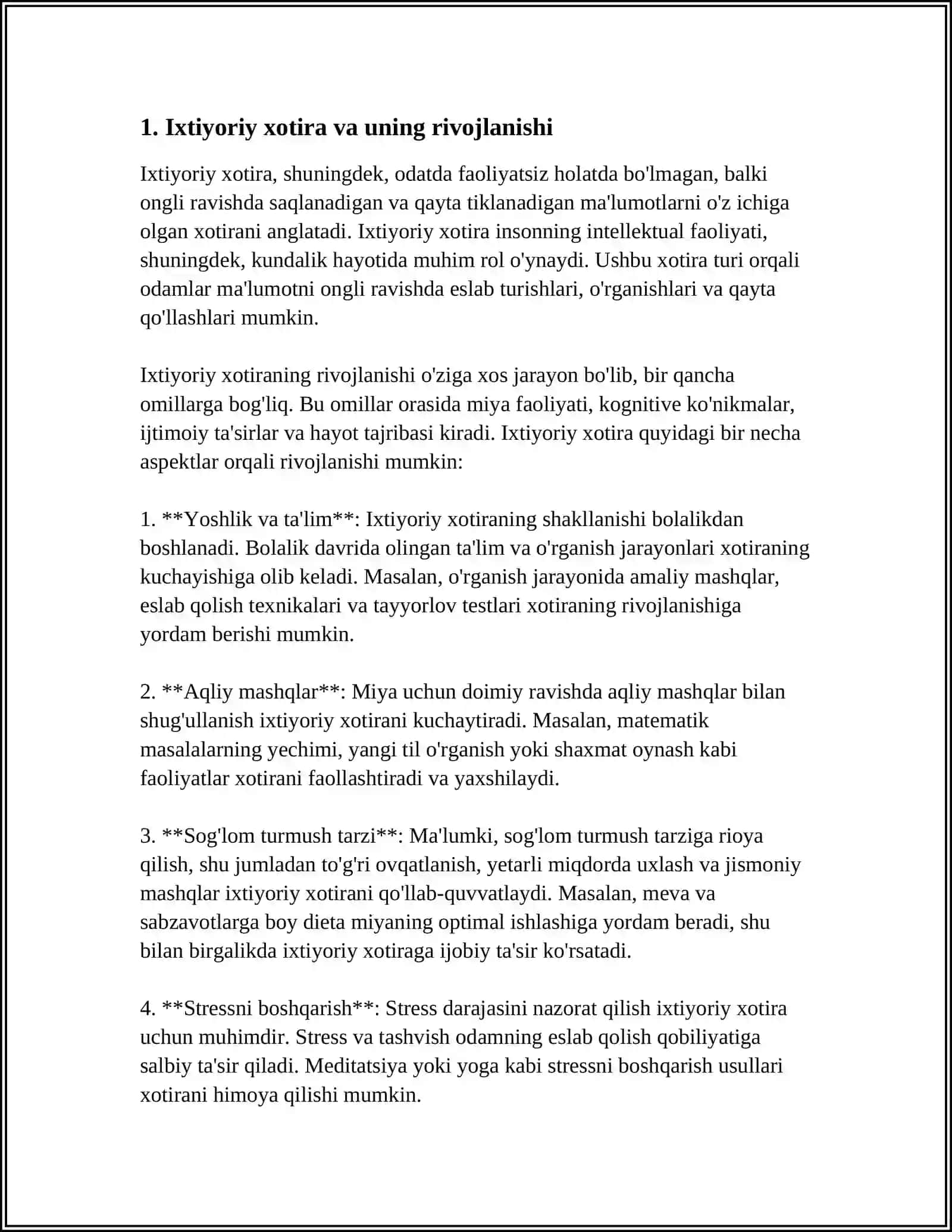 IXTIYORIY XOTIRANI SHAKLLANTIRISHNING USUL VA VOSITALARI.XOTIRA PATOLOGIYASI VA KORREKSIYASI 3