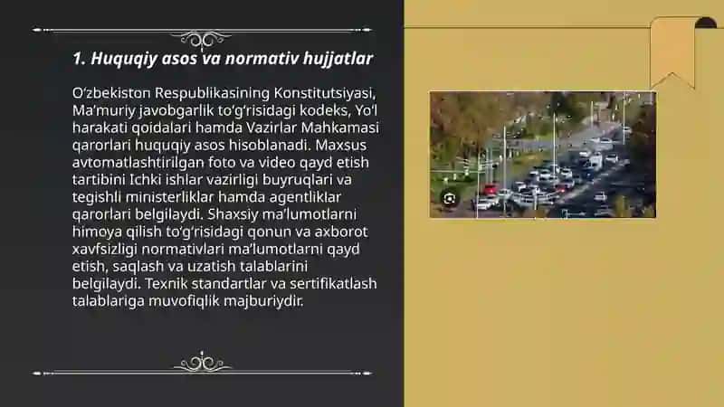 Maxsus avtomalashtirilgan foto va video qayd etish texnika vositalari orqali yo'l harakat qoidalari buzulganligini qayd etish tartibi 3