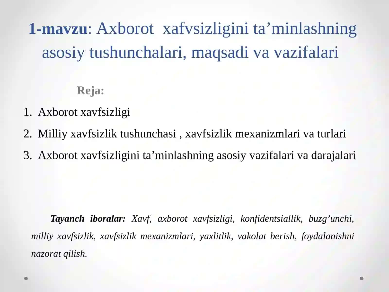 Axborot xafvsizligi asoslari 3