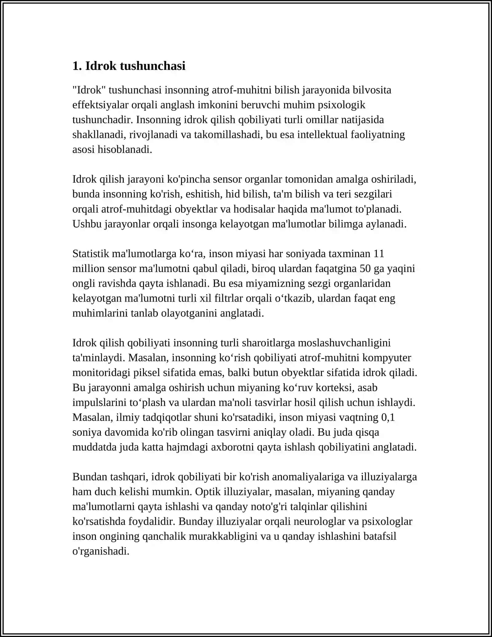 IDROK HAQIDA UMUMIY TUSHUNCHA IDROKNING TURLARI VA UNING BUZILISHI 3