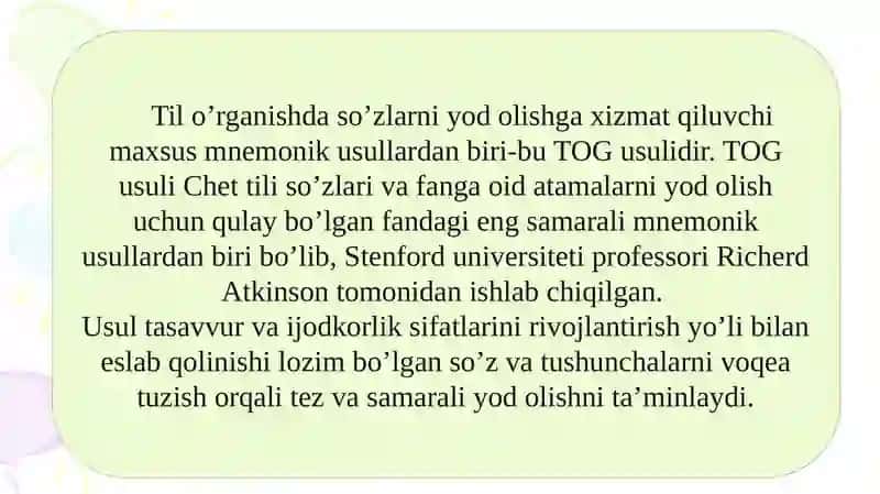 SO’ZLARNI YOD OLISHDA TOG USULI 3