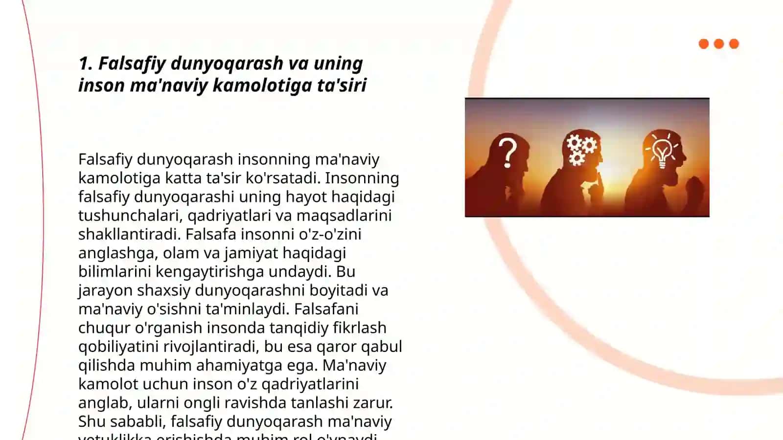 Insonning maʼnaviy kamolotida falsafiy dunyoqarashning oʻrni 3