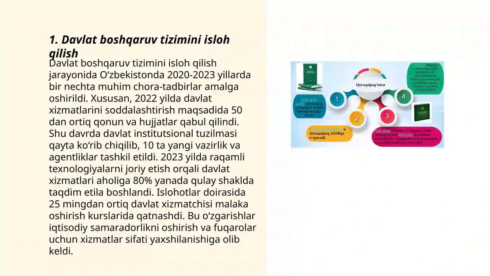 Mustaqillik yillarida Qoraqalpogʻiston respublikasida amalga oshirilgan islohotlar 3