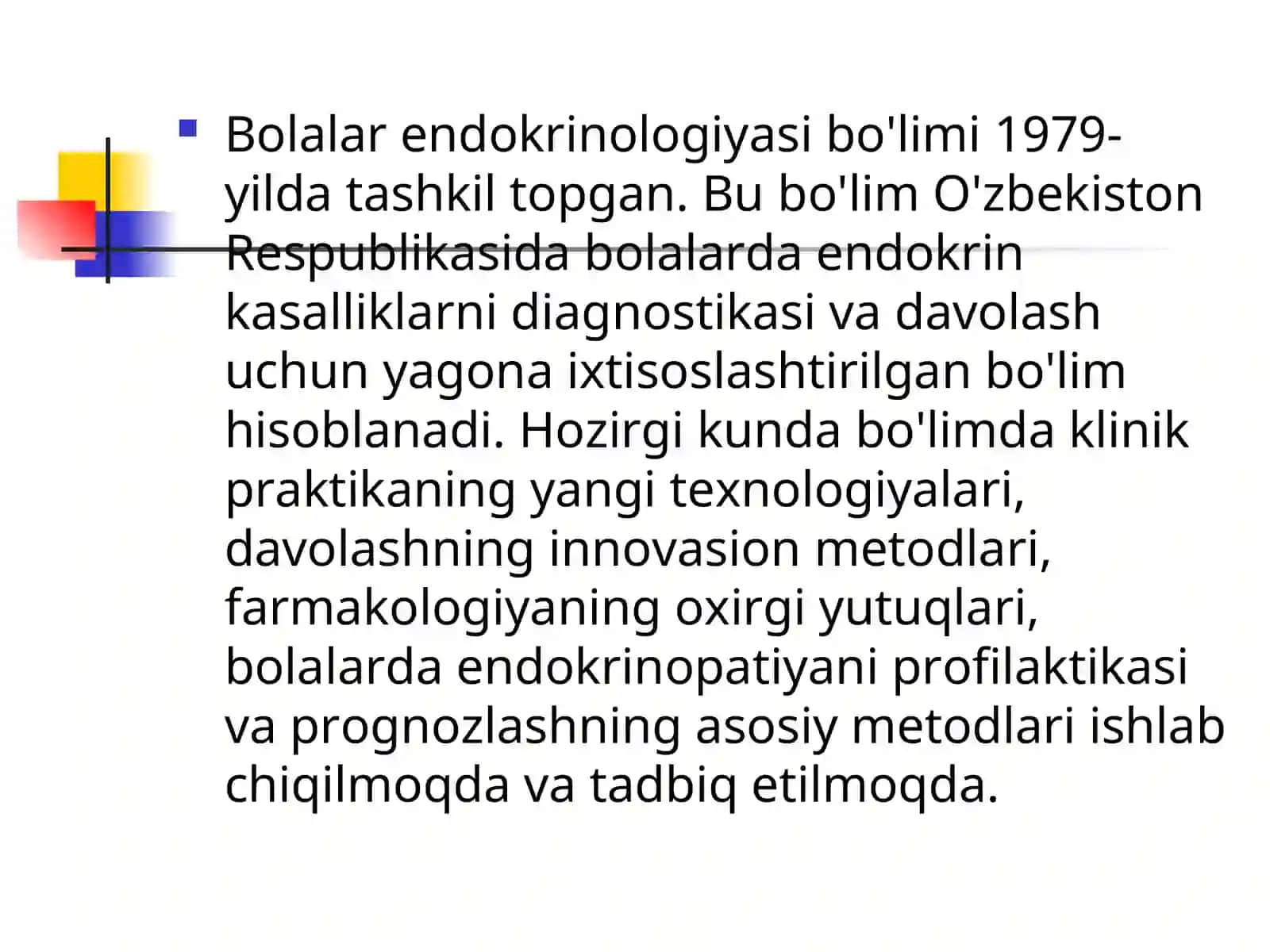 Endokrin tizim kasalliklarda bola hayotiga baho berish:shikoytlari,anamnez,ummumiy kozdan kechirish,labaratoriya tekshiruvlari bilan tanishish 3