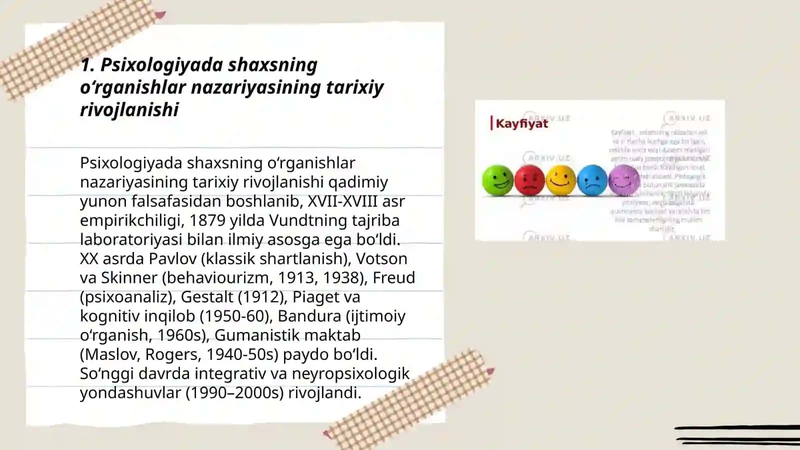 Psixologiyada shaxsning o‘rganishlar nazariyasi 3