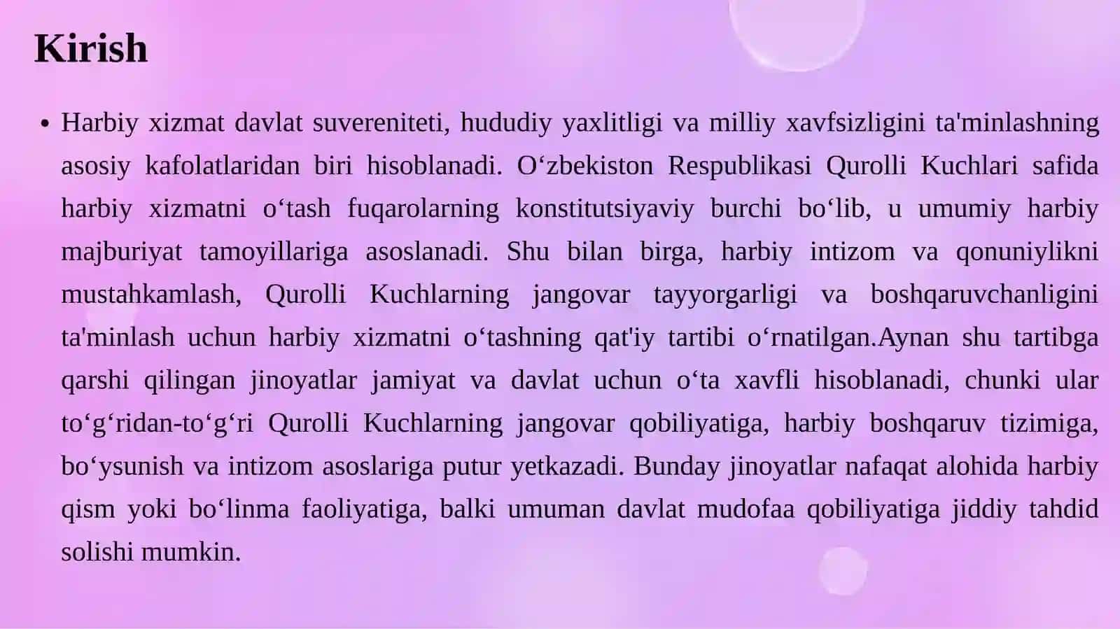 Harbiy xizmatga qarshi jinoyatlar tushunchasi va tizimi 3