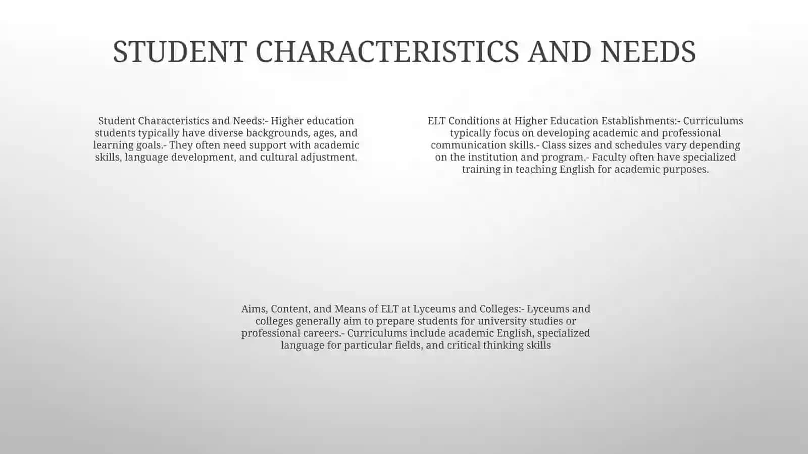 Conditions, Aims, Content And Means Of Elt At Higher Education Establishments, Lyceums AndColleges 3