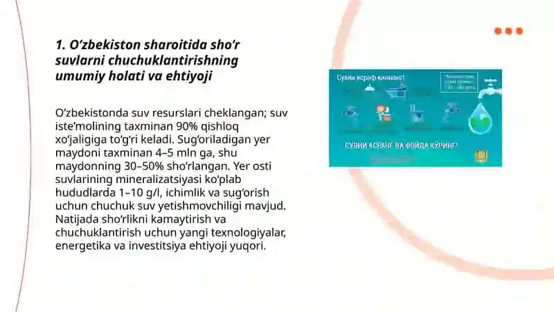 O’zbekiston sharoitida sho’r suvlarni chuchuklantirish 3