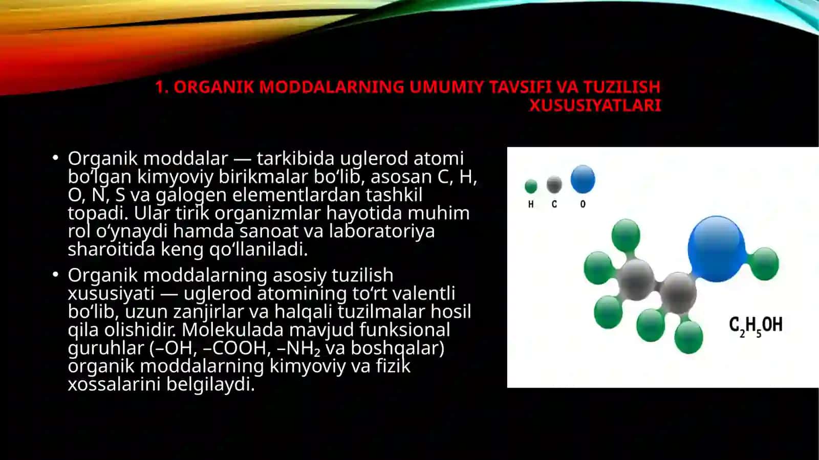 Organik moddalar ning xossalarini oʻrganish 3