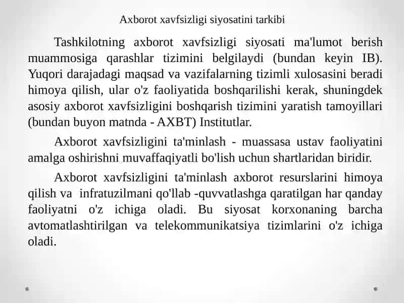 Axborot Xavfsizligi Siyosati 3
