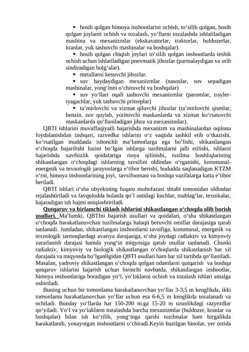Qutqaruv va birlamchi tiklov ishlarini tashkil etish 3