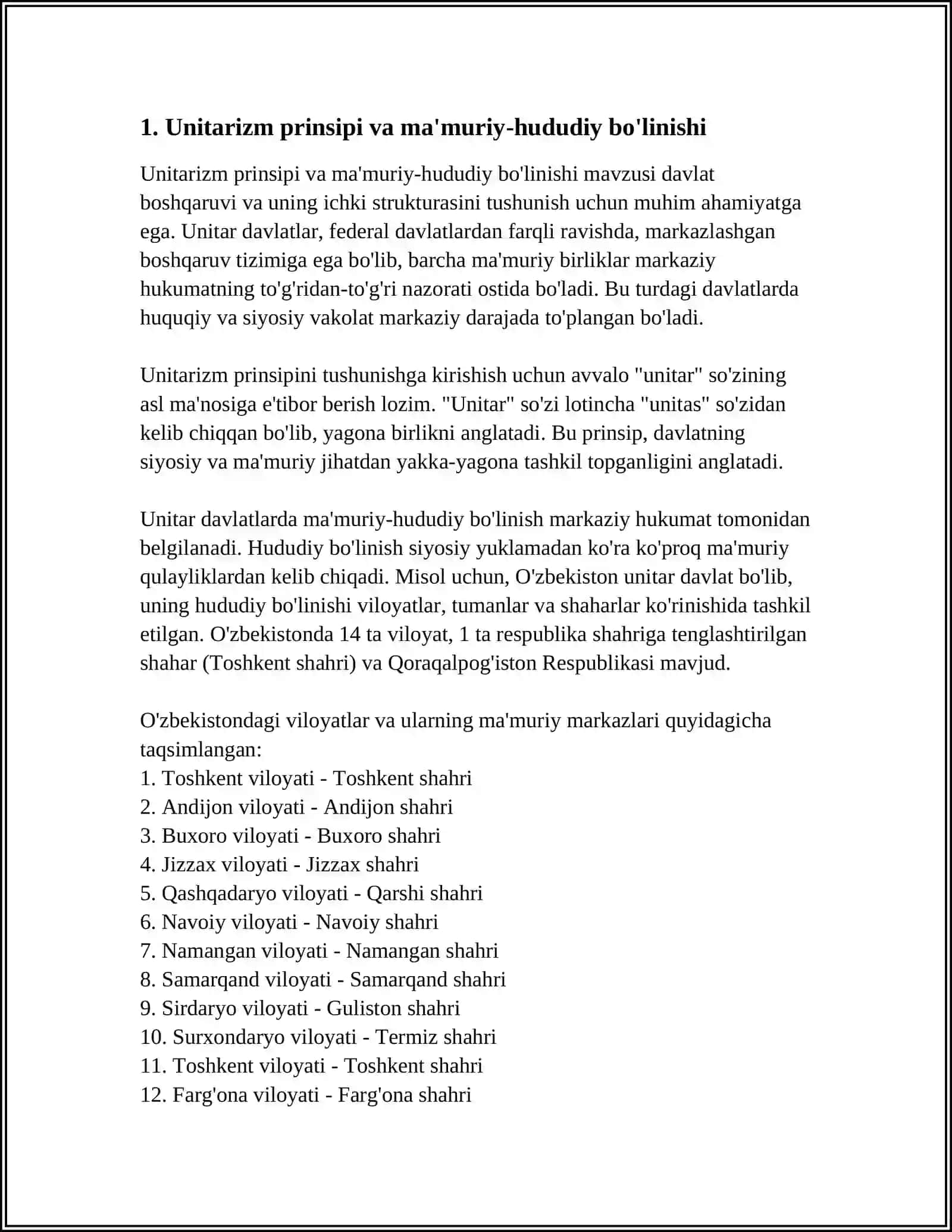 O'ZBEKISTON RESPUBLIKASI DAVLAT SHAKLINING O'ZIGA XOS XUSUSIYATLARI 3