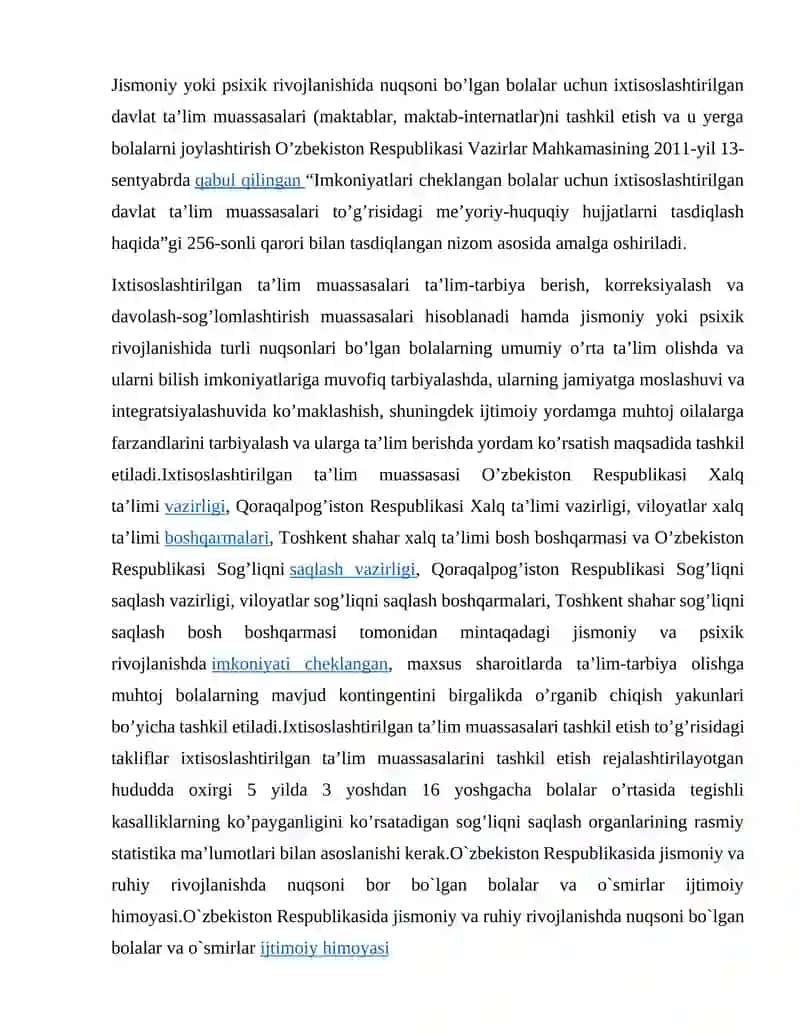 Imkoniyatlari cheklangan bolalar uchun ixtisoslashtirilgan davlat ta’lim muassasalari 3