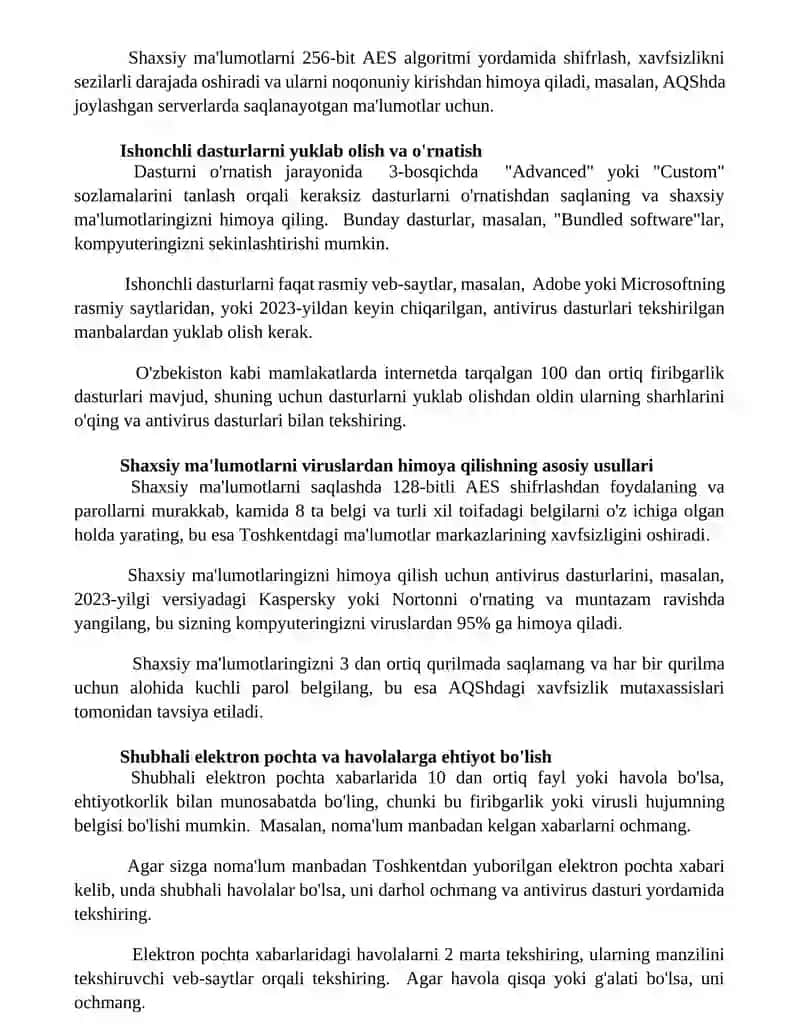 TIZIMLARIDA SHAXSIY AXBOROTLARNI VIRUSLARDAN HIMOYALASH USULLARI 3
