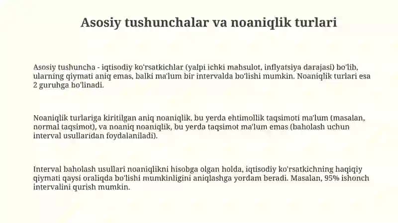 Iqtisodiy koʻrsatkichlarning noaniqlik sharoitida interval baholash usullari 3