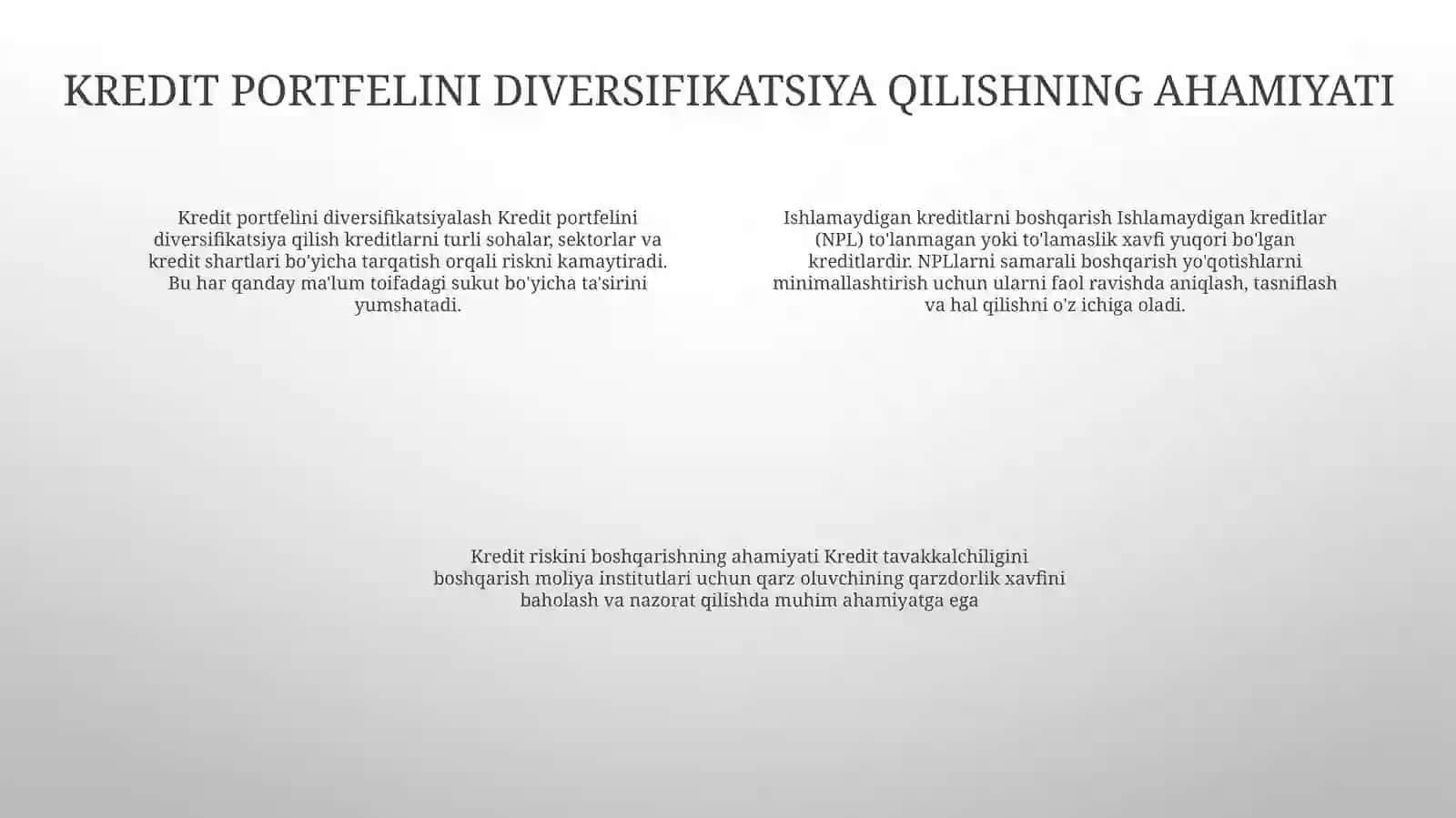 Kredit Portfelining Diversifikatsiya Qilish Va Muamoli Ssudalarni Boshqarish 3