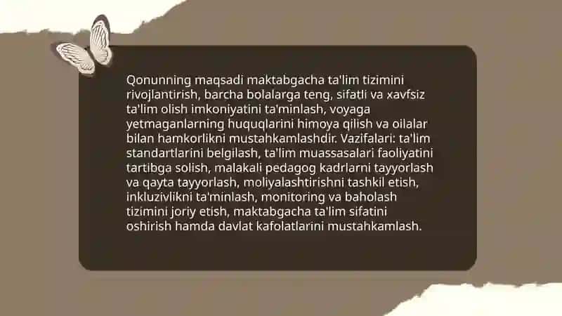 O'zbekiston Respublikasining maktabgacha ta'lim to'g'risidagi qonuni 3