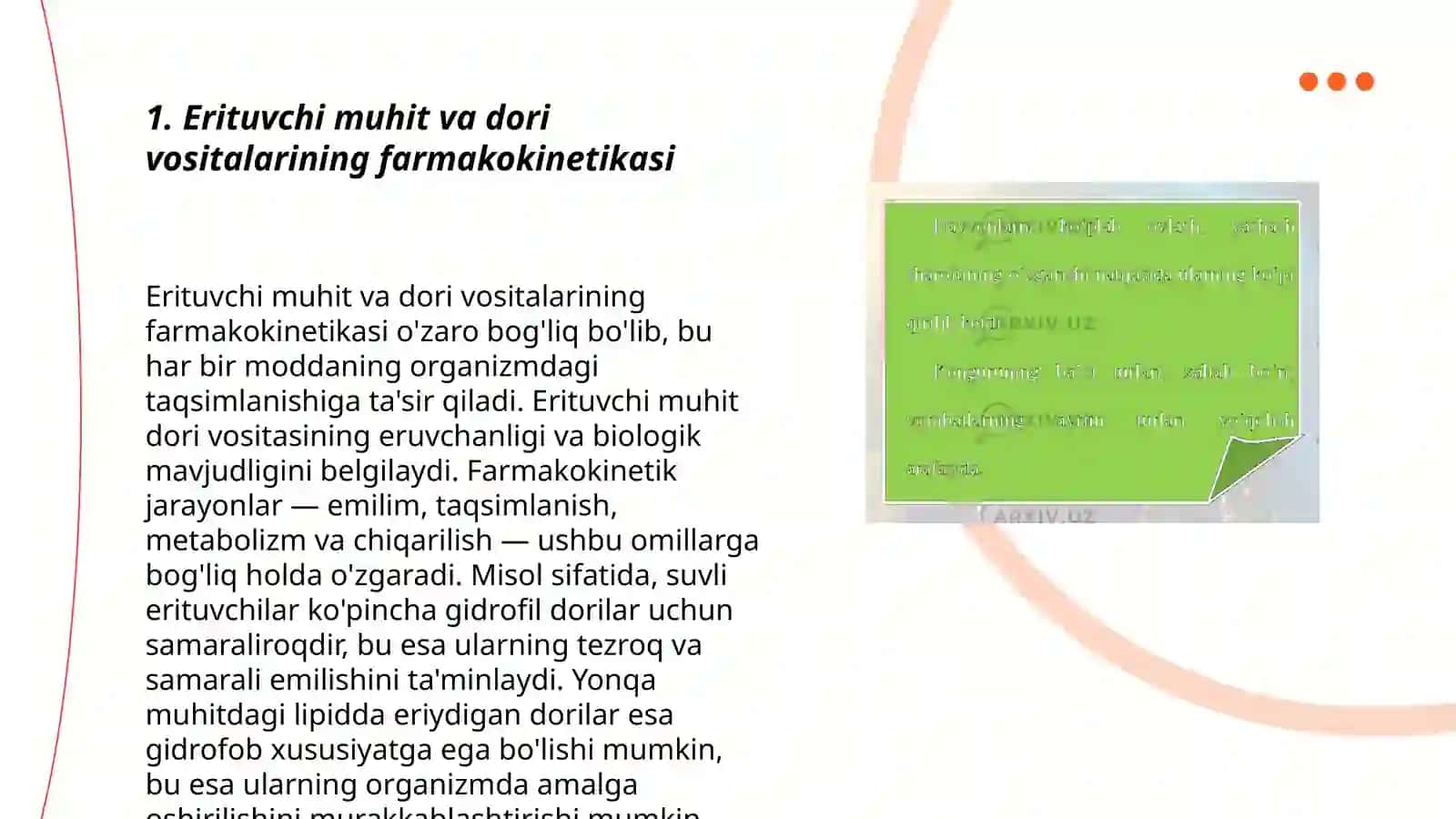 Erituvchi muhiti va uni dori vositalarining biosamaradorlikka ta'siri 3