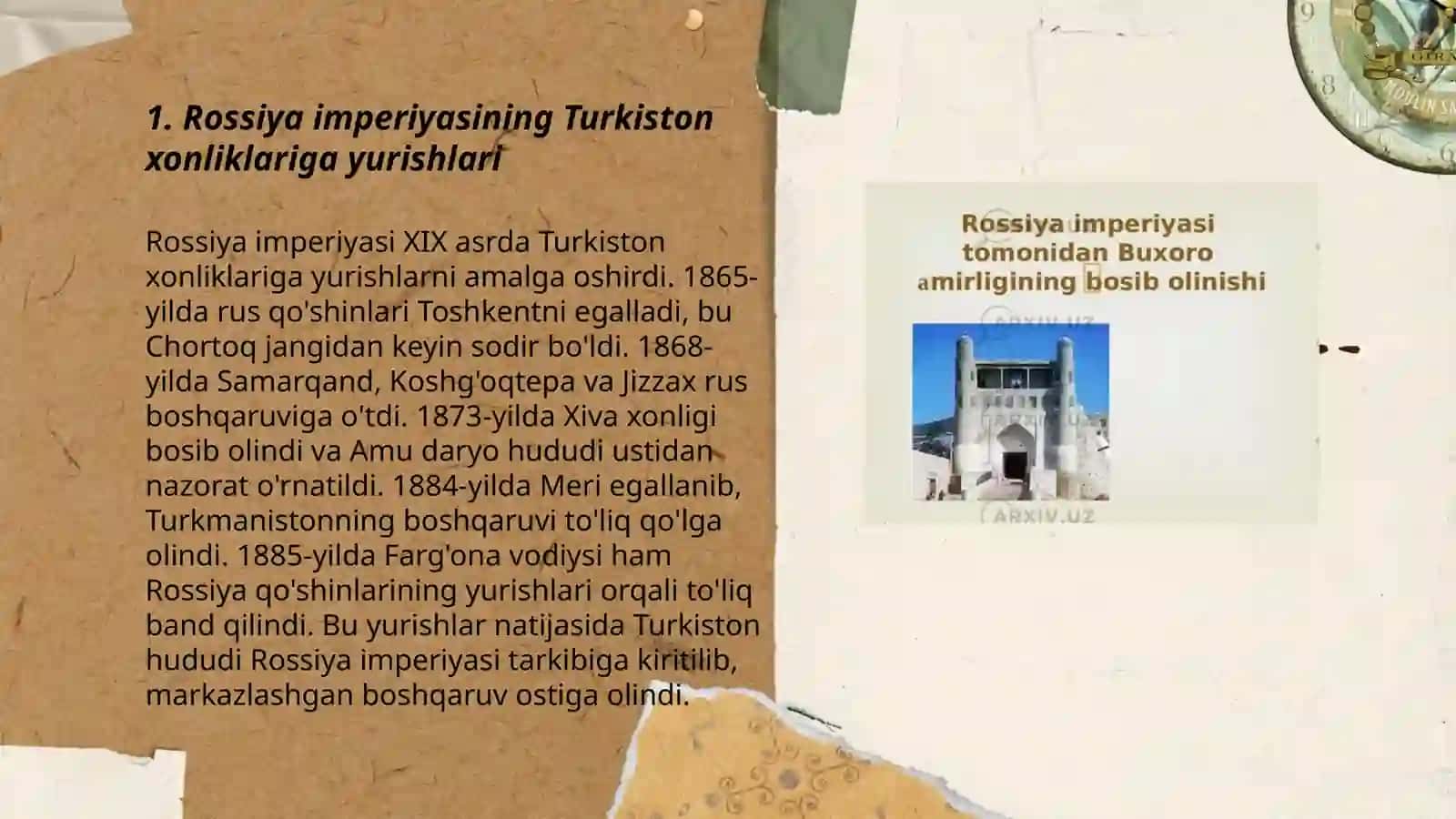 Rossiya imperiyasining oʻrta Osiyoga harbiy yurishlari 3
