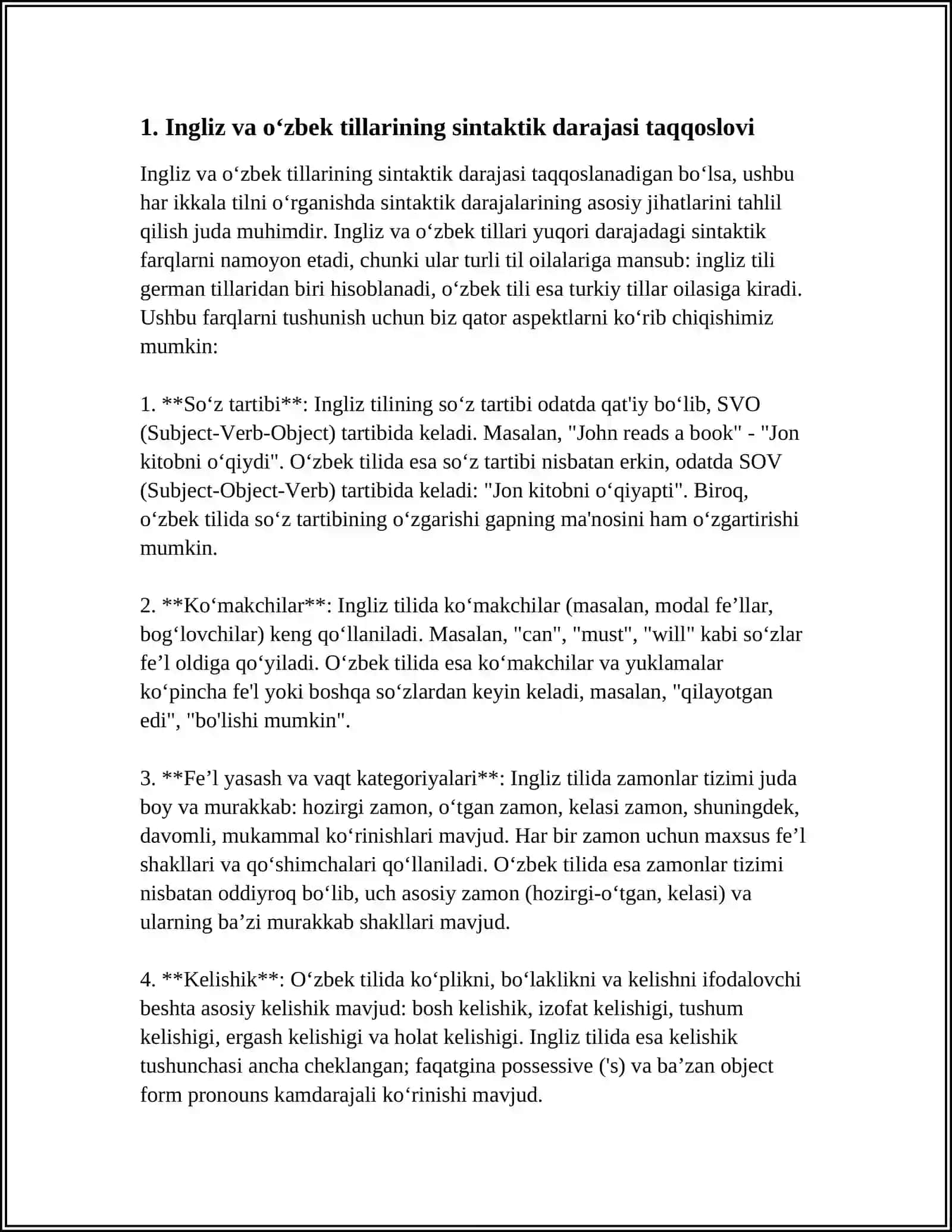 TYPOLOGY OF SYNTACTIC LEVEL OF ENGLISH AND NATIVE LANGUAGES 3