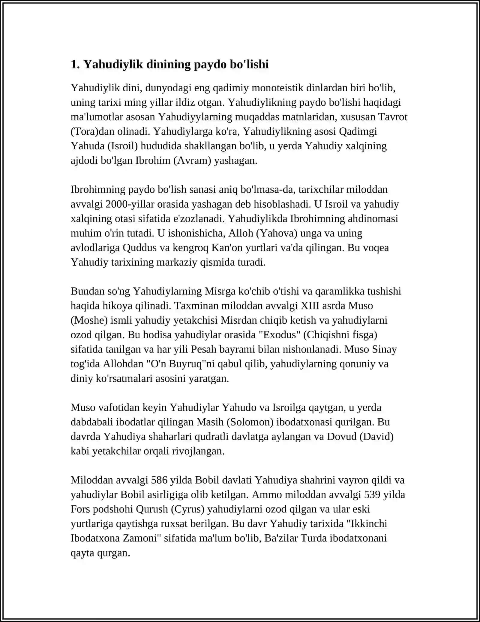 YAHUDIYLIK DININING YUZAGA KELISHI 3
