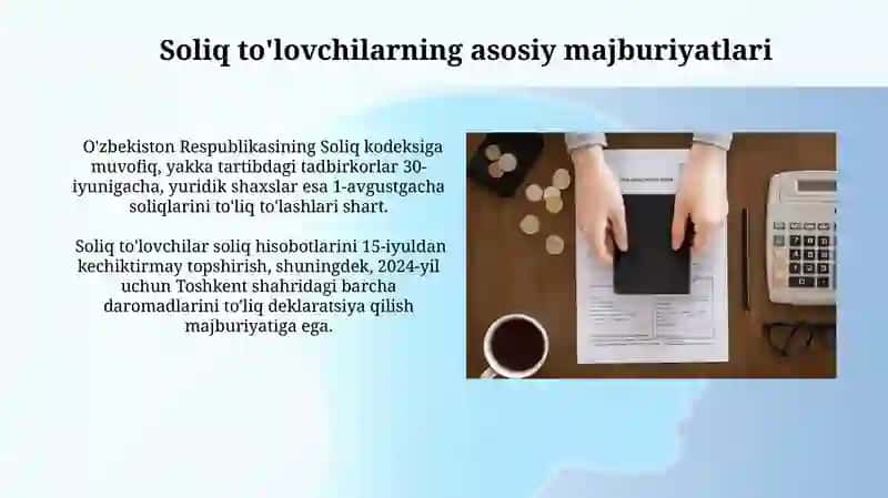 Soliq qonunchiligida soliq to'lovchilarning majburiyatlari 3