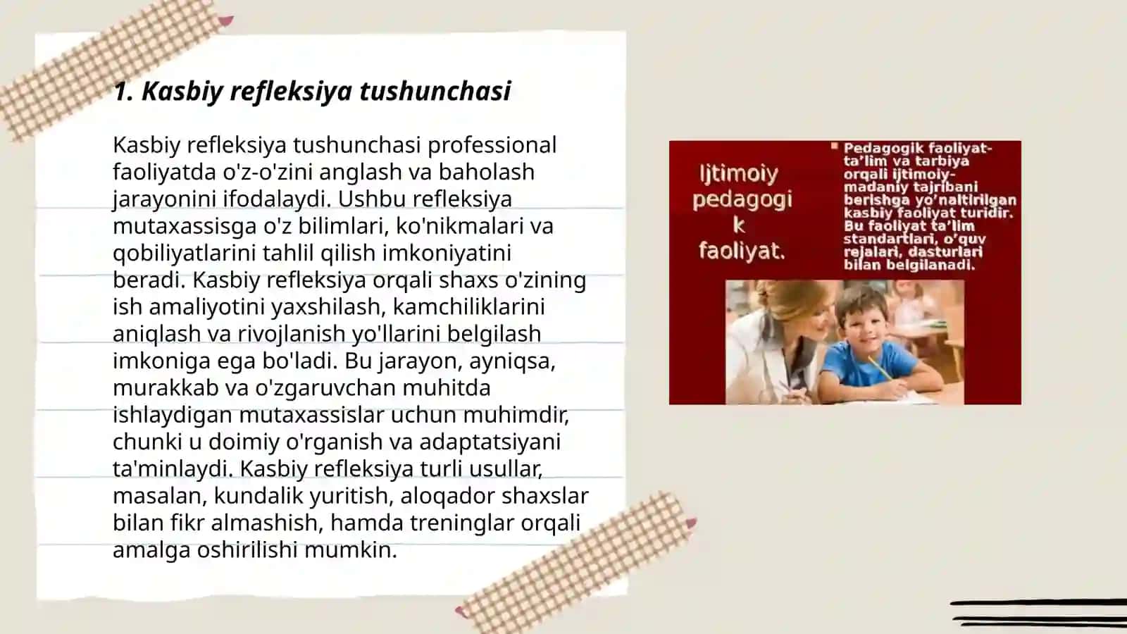 Kasbiy refleksiya va pedagogok faoliyat 3