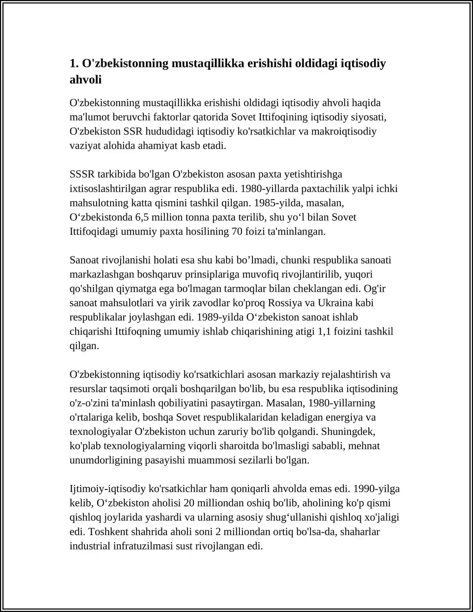 MUSTAQILLIK ARAFASIDA RESPUBLIKADAGI IJTIMOIY-IQTISODIY VA SIYOSIY AHVOL 3
