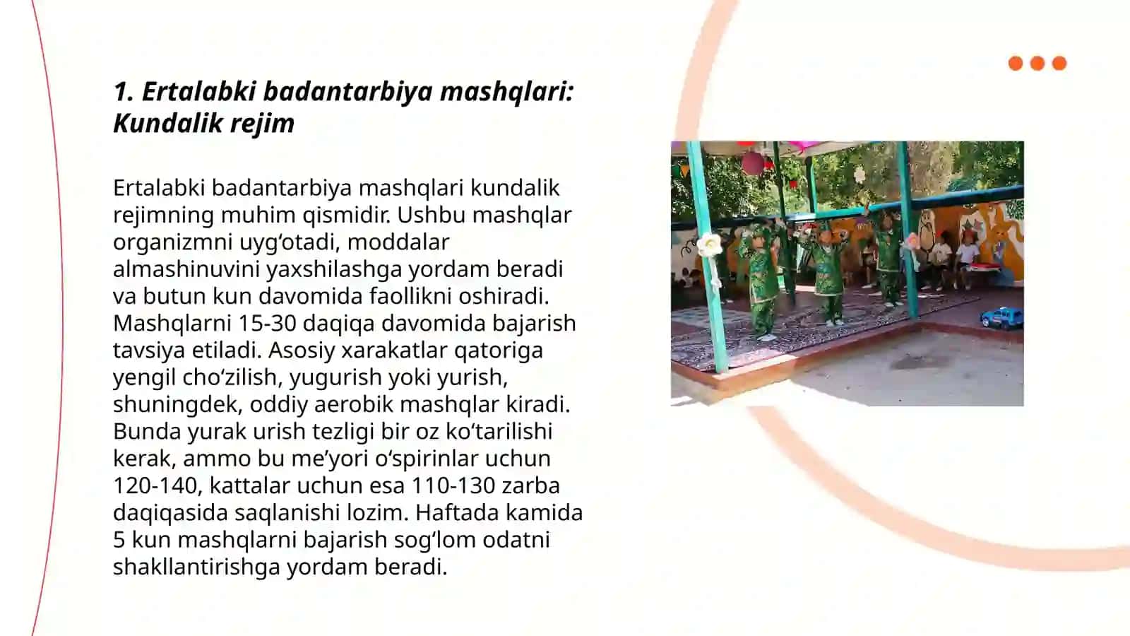 Ertalabki badantarbiya mashqlari va 16sanoqqa kompleks mashqlarni tuzish 3