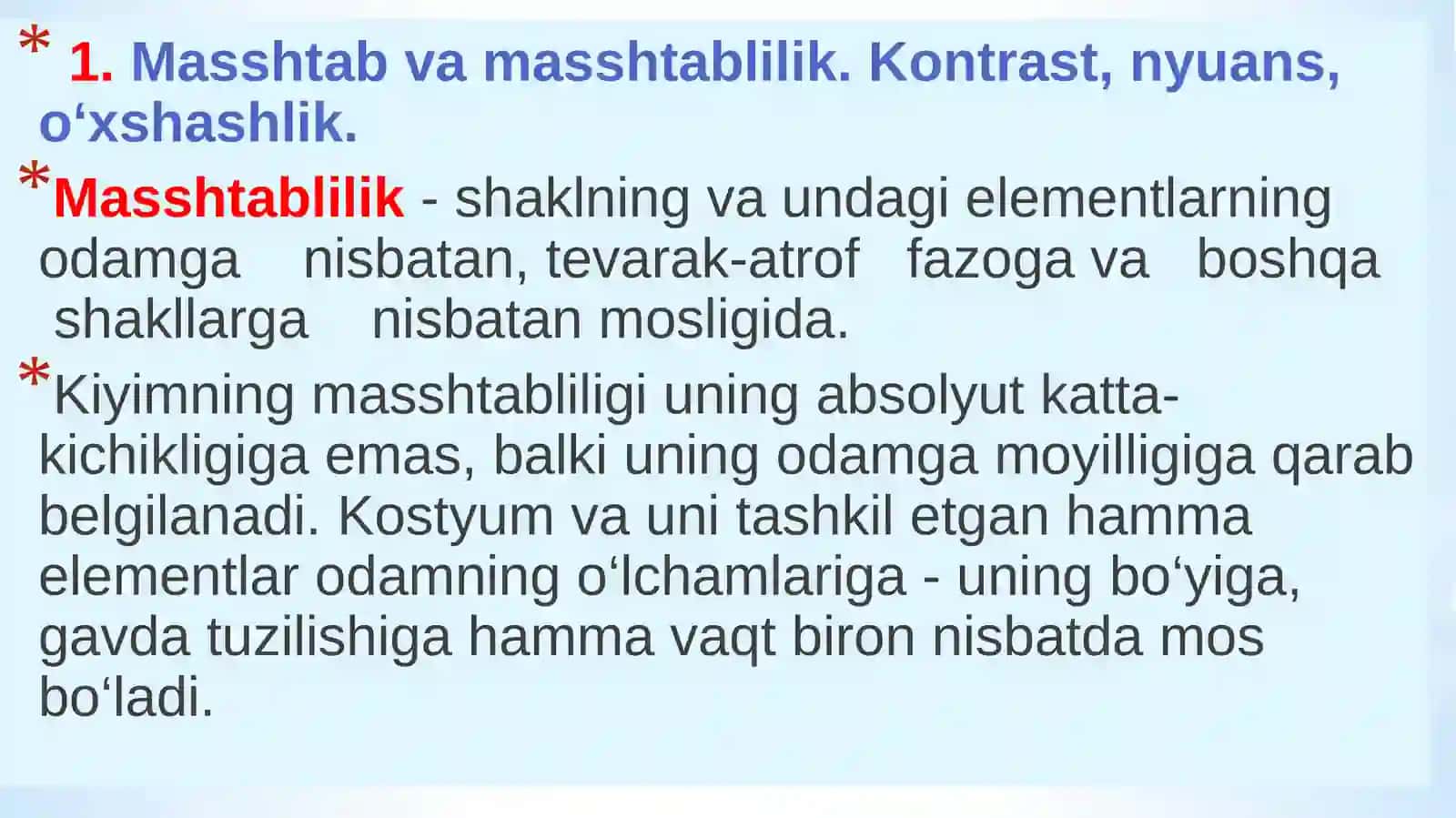 KOMPOZITSTIYA VOSITALARI. KOSTYUMDAGI METRIK VA RITMIK TAKRORLANISH. KOMPOZITSIYADA RANGNING ROLI 3