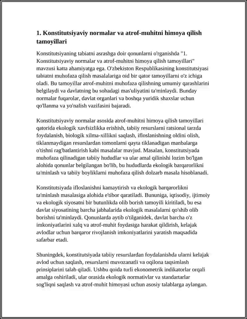 Konstitutsiyaning Tabiatni Asrashga Doir Qonunlarni O'rganish 3