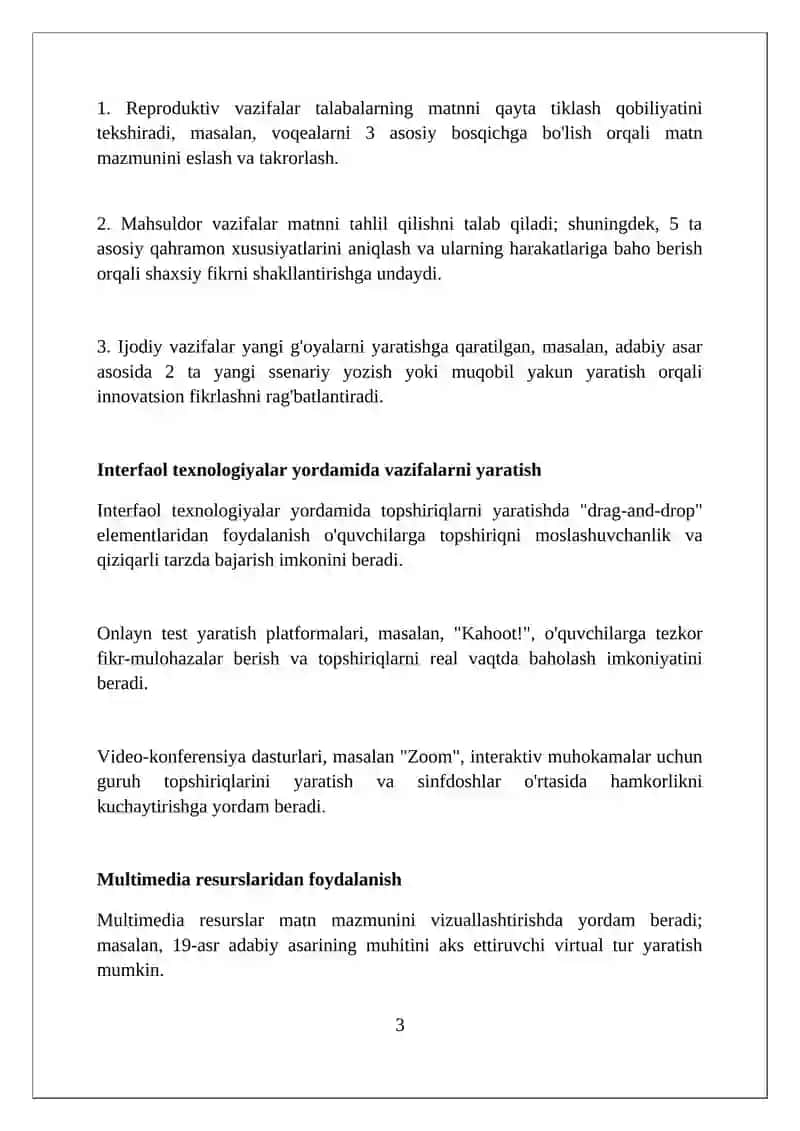Adabiy matn asosida topshiriqlarni tayyorlash texnologiyasi 3