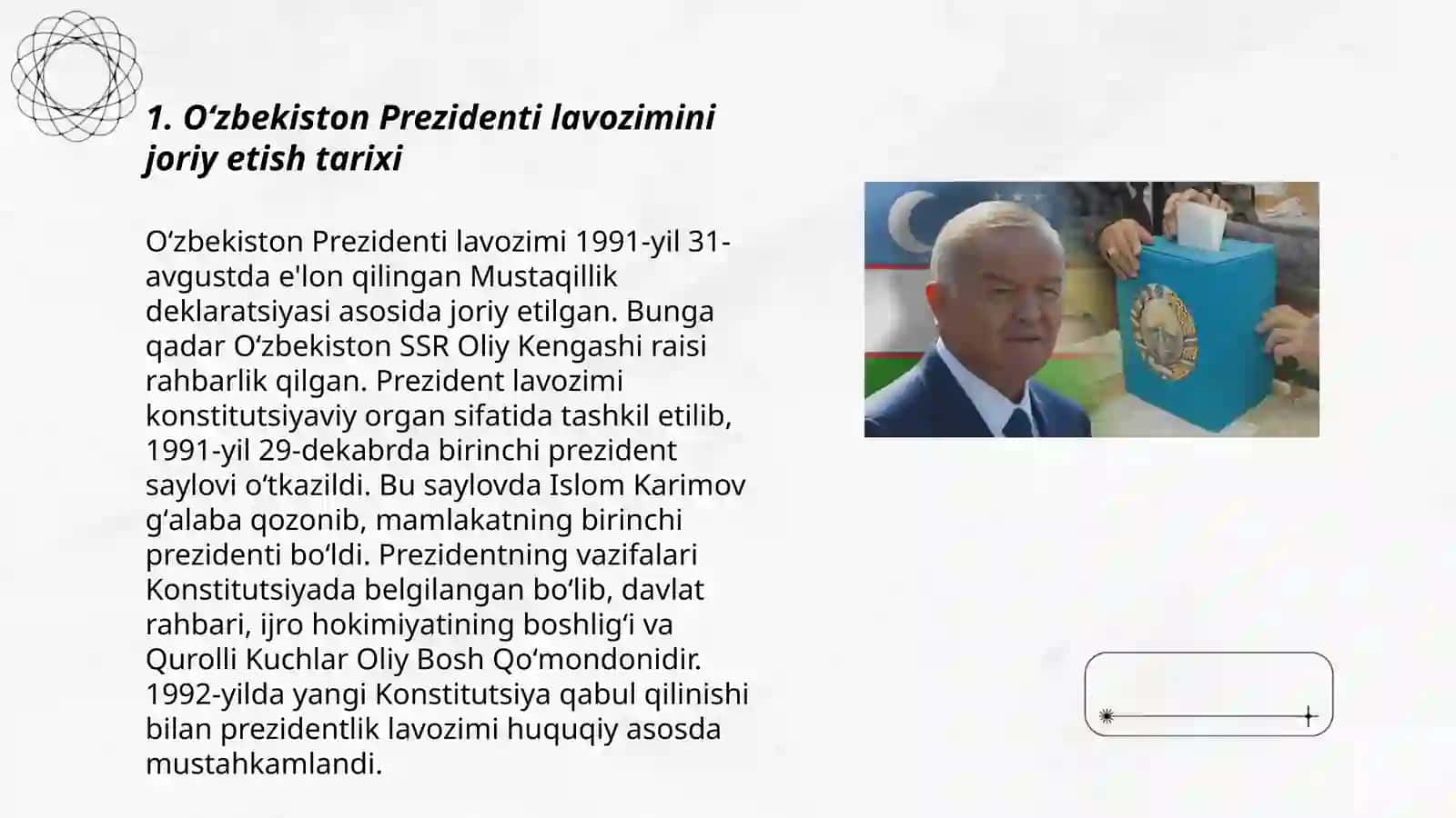 Oʻzbekiston Respublikasida Prezidentlik institutining joriy etilishi va I.A. Karimovning saylanishi 3