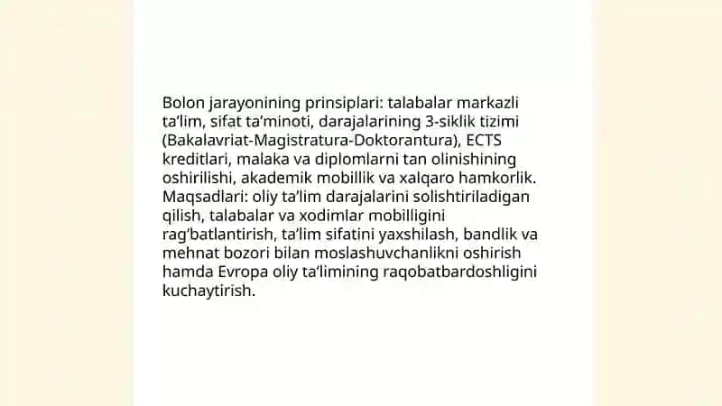 Oliy taʼlim va Bolon jarayonlari 3