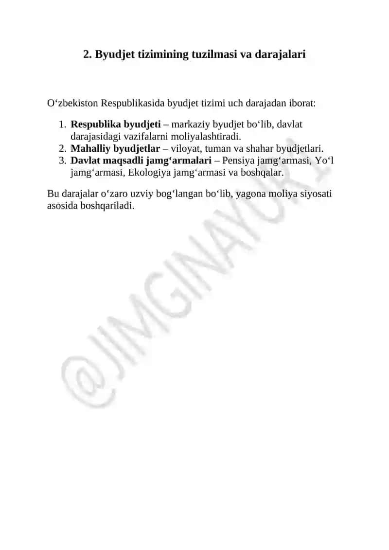 Byudjet tizimini boshqarish to'g'risida tushuncha 3