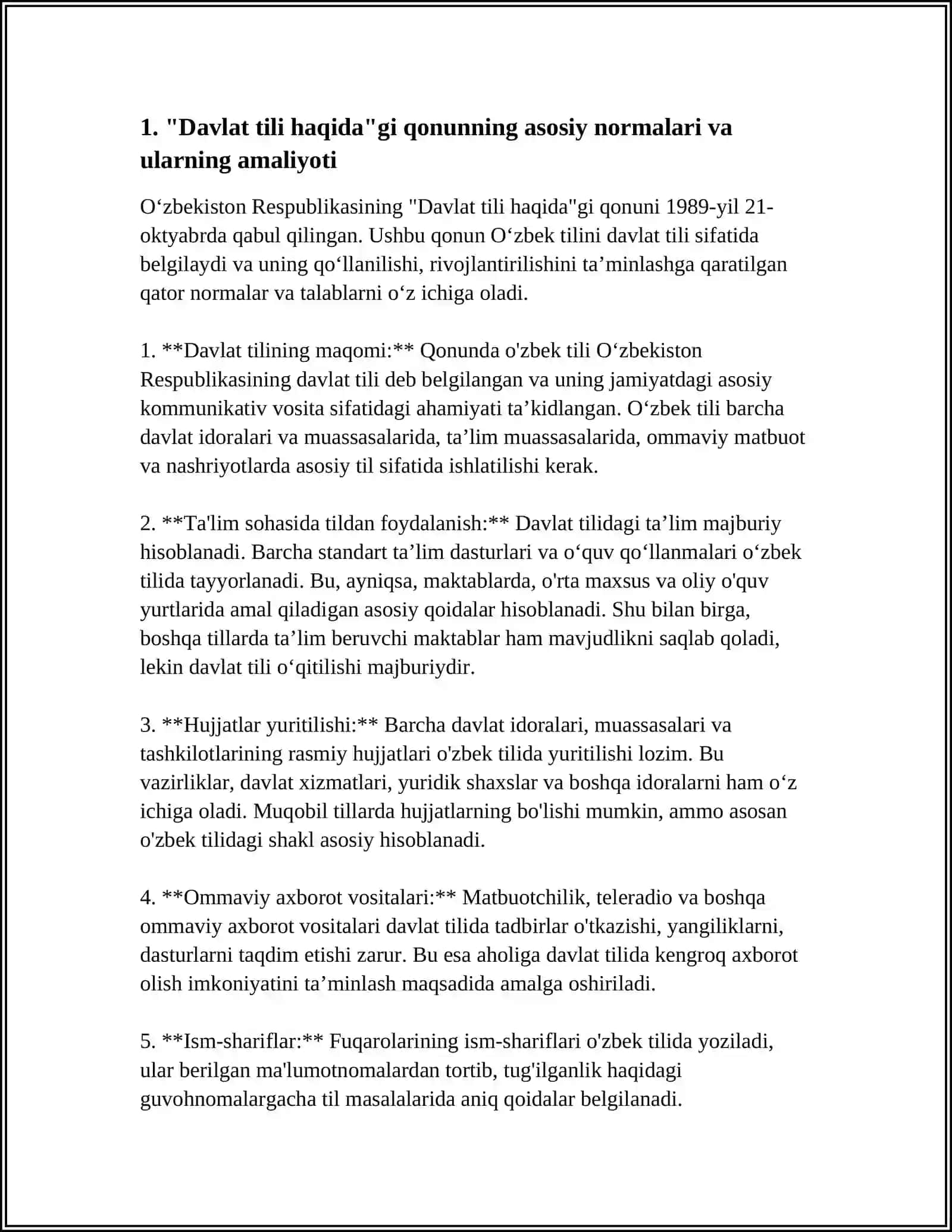 "DAVLAT TILI HAQIDA"GI QONUN VA UNING IJROSI: MUAMMO VA YECHIMLAR 3
