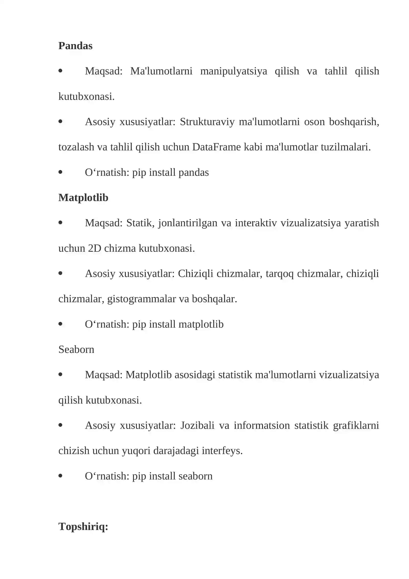PYTHON MUHITIDA DASTURNI ISHGA TUSHIRISH, QO‘SHIMCHA KUTUBXONALARNI O‘RNATISH 3