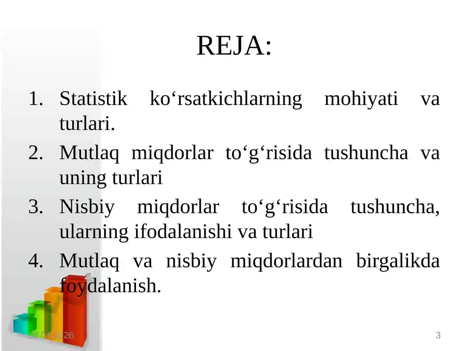 STATISTIK KO‘RSATKICHLAR 3