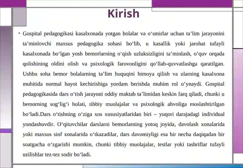 Gospitalpedagogikada darso‘tish jarayonining o‘ziga xosliklari 3