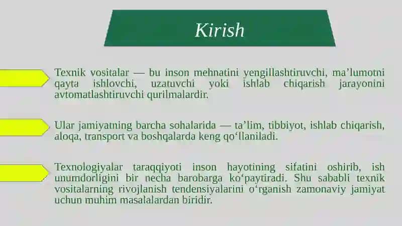 Texnikvositalarning rivojlanish tendensiyalari 3