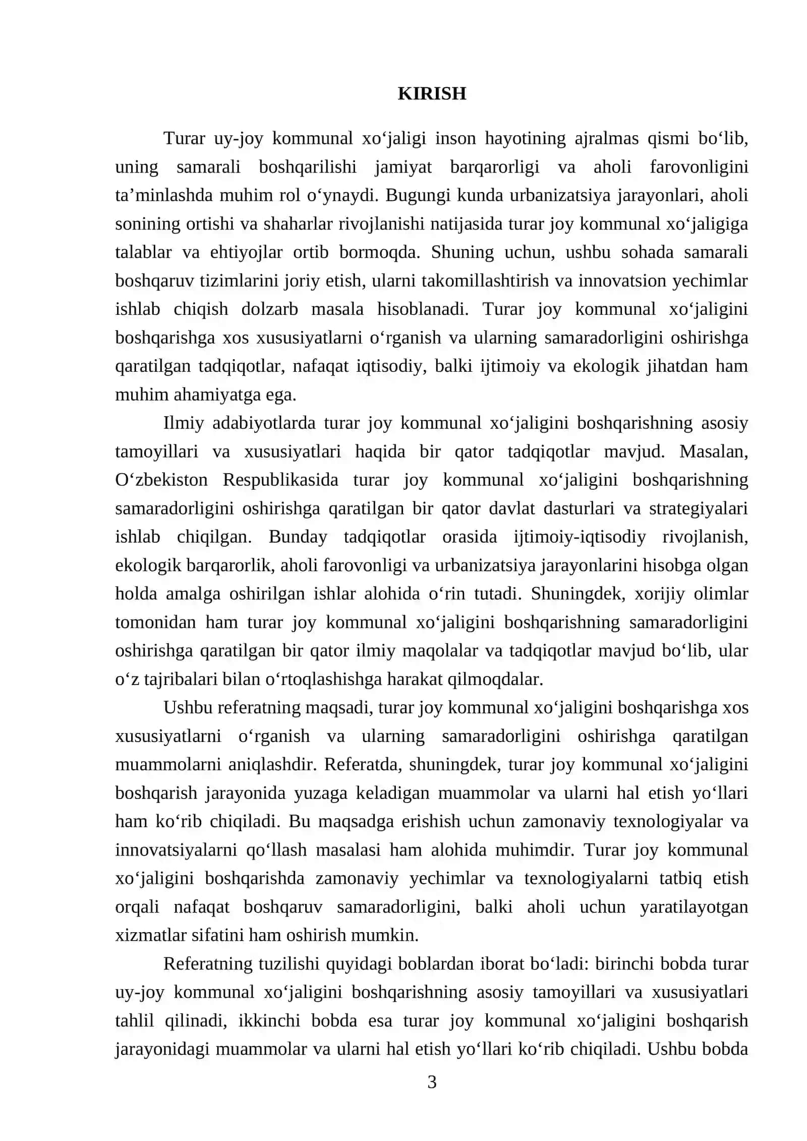 Turar uy-joy kommunal xo‘jaligini boshqarishga xos xususiyatlar. Turar joy kommunal xo‘jaligini boshqarishning samaradorligi 3