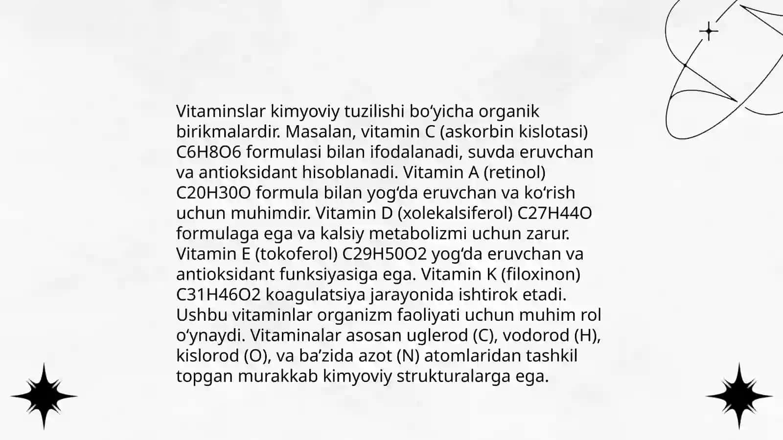Vitaminlar. Ularning issiqlik ta'sirida o'zgarishi 3