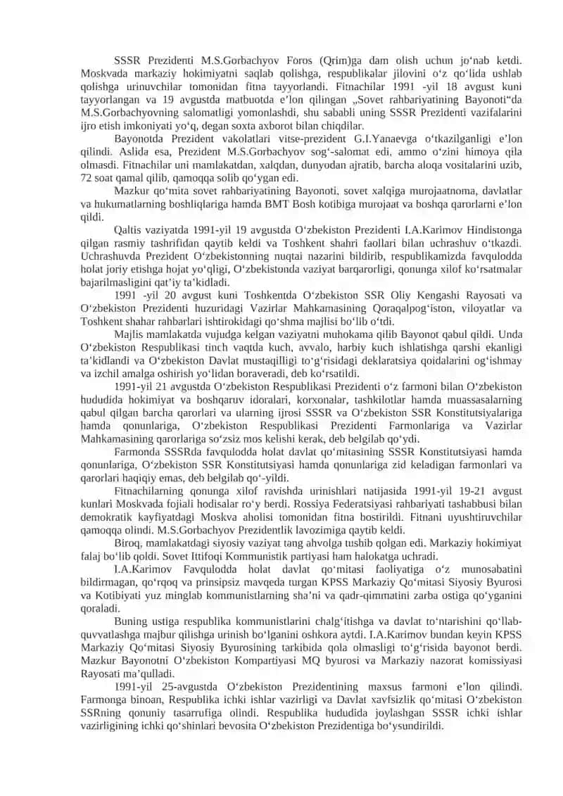 Mustaqil O'zbekiston Respublikasining Tashkil Topishi va Tarixiy Ahamiyati 3