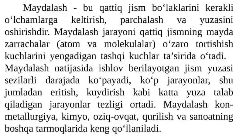 Qattiq materiallarni maydalashning maxsus usullari 3